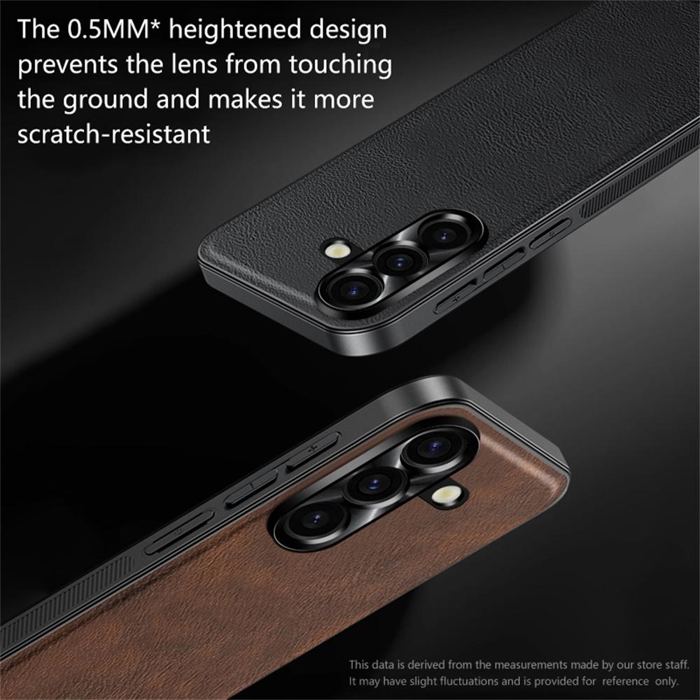 For Samsung Galaxy S25 Ultra Case PU+TPU+PC Phone Back Cover with Metal Lens Frame