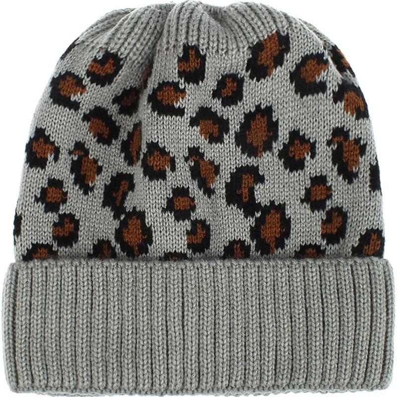Leopard print knitted wool hat, fashionable personalized ponytail hat, crimped pullover hat, outdoor braided hat