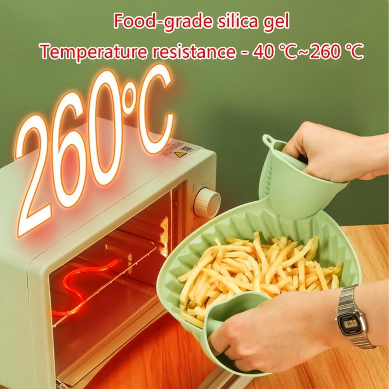 Многоразовый силиконовый горшок для аэрофритюрницы, легко моющийся, противень для выпечки в духовке, круглые вкладыши с перчатками, кухонный аксессуар для аэрофритюрницы