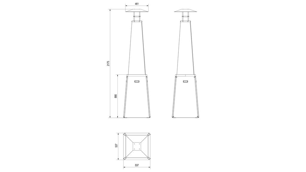 Outdoor Gas Heater Umbrella BS Steel Black 12 kW Set