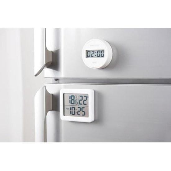 Marutatsu Temperature Humidity Meter Clock Digital Simple Easy Read Large Numbers Magnet Refrigerator Wall Mount See Heat Stroke Prevention White 78