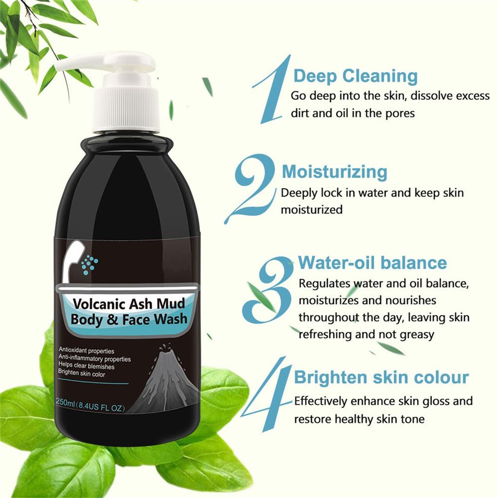 Гель для душа с вулканической грязью Быстро отбеливающий гель для душа для тела 250 мл