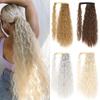 Synthetic Long Wavy Ponytail Hairpiece Natural Blonde Brown Wrap Around Hair Extensions for Women