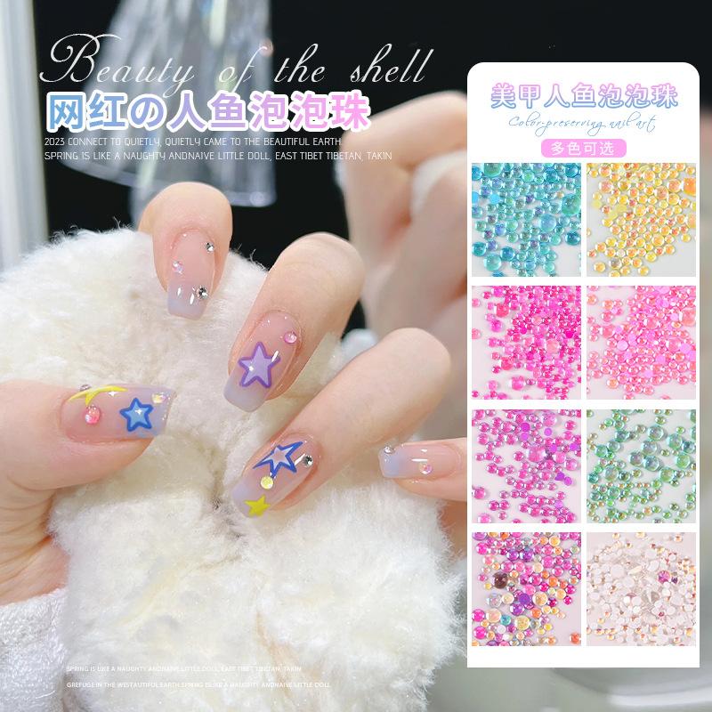 1440 шт. 3D красочные Русалочки круглые стеклянные бусины подвески для ногтей Аврора кристалл стразы украшения пузырьки драгоценные камни маникюрные аксессуары