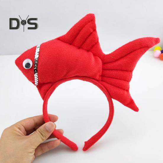 Goldfish Headband Fish Design Costume Hair Hoop Adjustable Headband Cosplay Props Party Dress Up Birthday Supplies