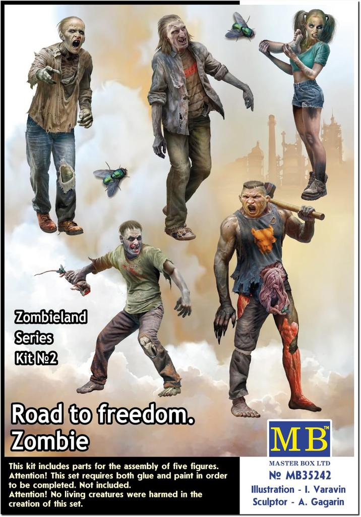 Master Box Zombieland Series 4 Male Zombies 1 Female Zombie Plastic Model MB35242 1/35 + (People)
