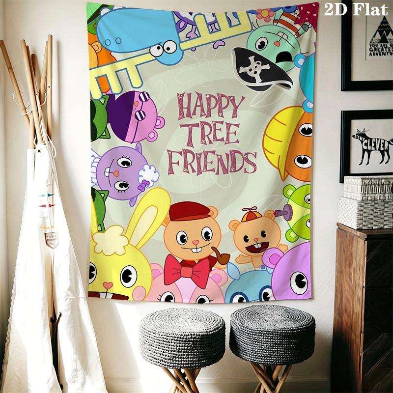 Гобелен с рисунком Happy Tree Friends для домашнего декора, настенное панно, декоративная ткань для стены фургона.XGT0914415
