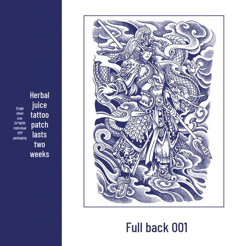 Waterproof Men's Herbal Tattoo Stickers: Full & Half Back, Long-Lasting, Large Floral Designs for Chest & Arm.