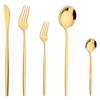 5 шт. золотой набор столовой посуды, посуда из нержавеющей стали, нож, десертная вилка, кофейная ложка, столовые приборы, столовые приборы в стиле Western Kiechen, серебро