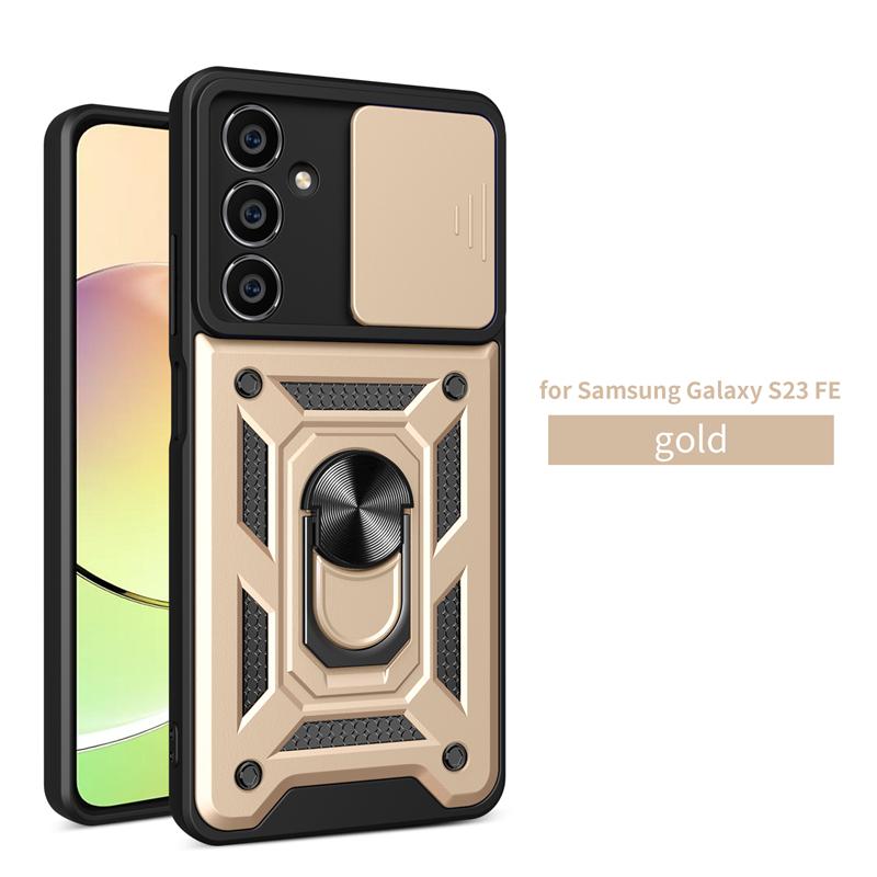 Для Samsung Galaxy S23 FE S23FE чехол Slide Camera Armor Phone Case для Samsung S23 fe S23 FE автомобильный магнитный держатель кольцо задняя крышка