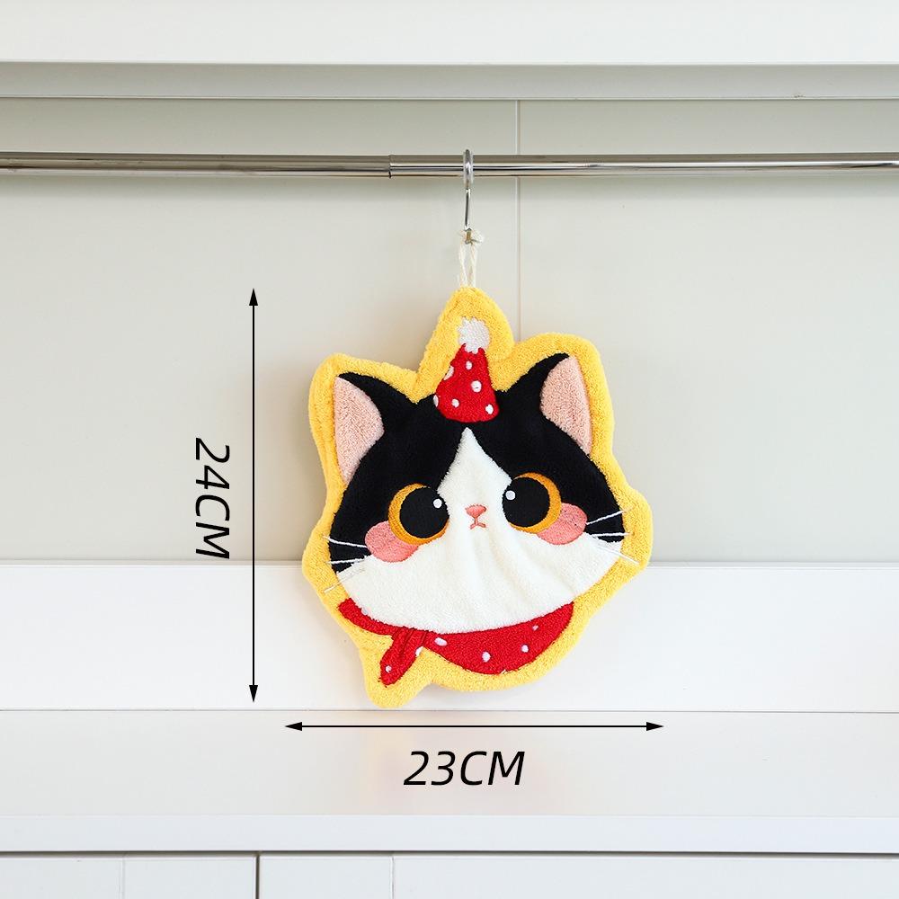 Soft Toilet Handkerchief Cute Cat Washcloth Cartoon Hand Towel  Kitchen