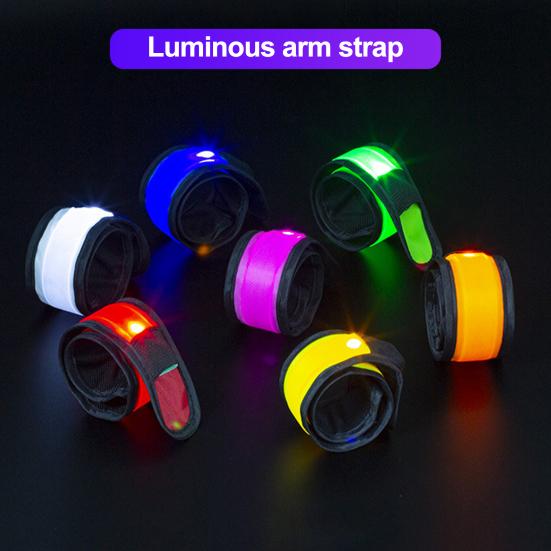 6Pcs LED Light Up Clap Wristband Glow In The Dark Clap Bracelet Running Arm Band Night Safety Cycling Walking Reflective Strips 3 Modes Wrist Light
