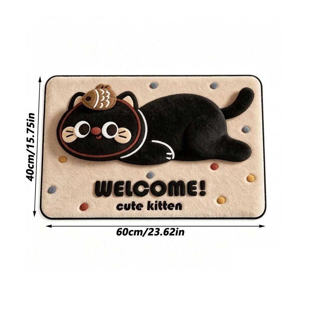 Non-Slip Backing Cartoon Floor Mat Water Absorbent Area Rug 3D Plush Animal Doormat  Bathroom Rug