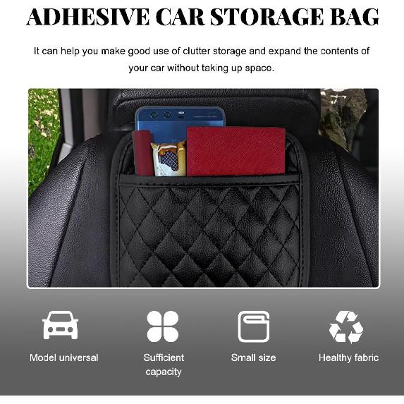 2 PCS Car Side Pocket Organizer, Leather Adhesive Auto Side Seat Back Storage Pocket, Waterproof Phone Document Sunglasses Holder Vehicle Gap Filler