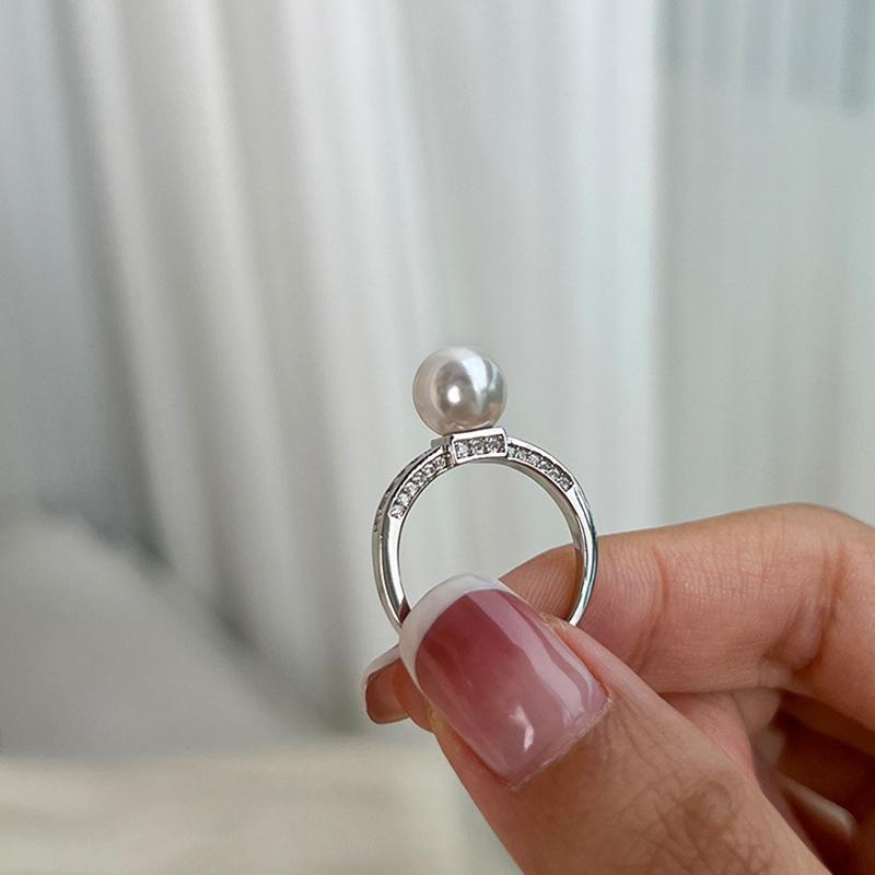 Кольцо с микро-инкрустацией циркония и жемчуга для женщин, нишевое, высокого класса, изысканное, легкое, роскошное, элегантное, индивидуальное, темпераментное, универсальное кольцо