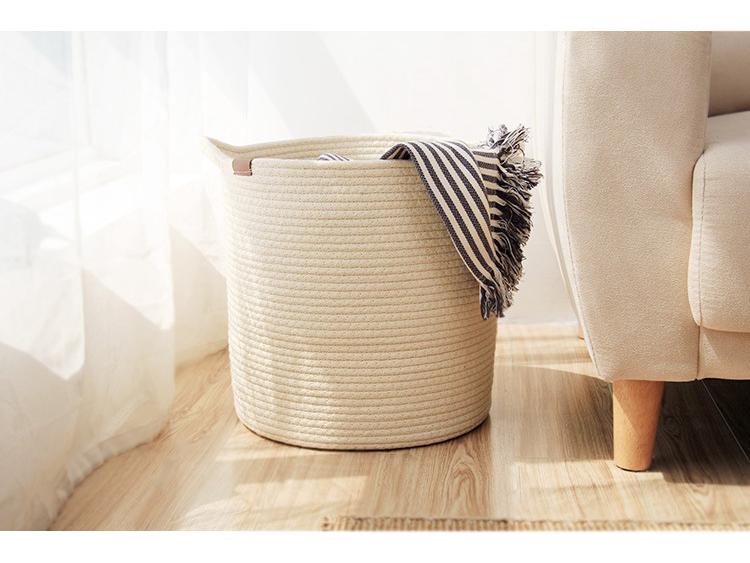 Скандинавская корзина для хранения из хлопковой веревки для спальни: Стирка, Игрушки, Перекусы, Органайзер в японском стиле