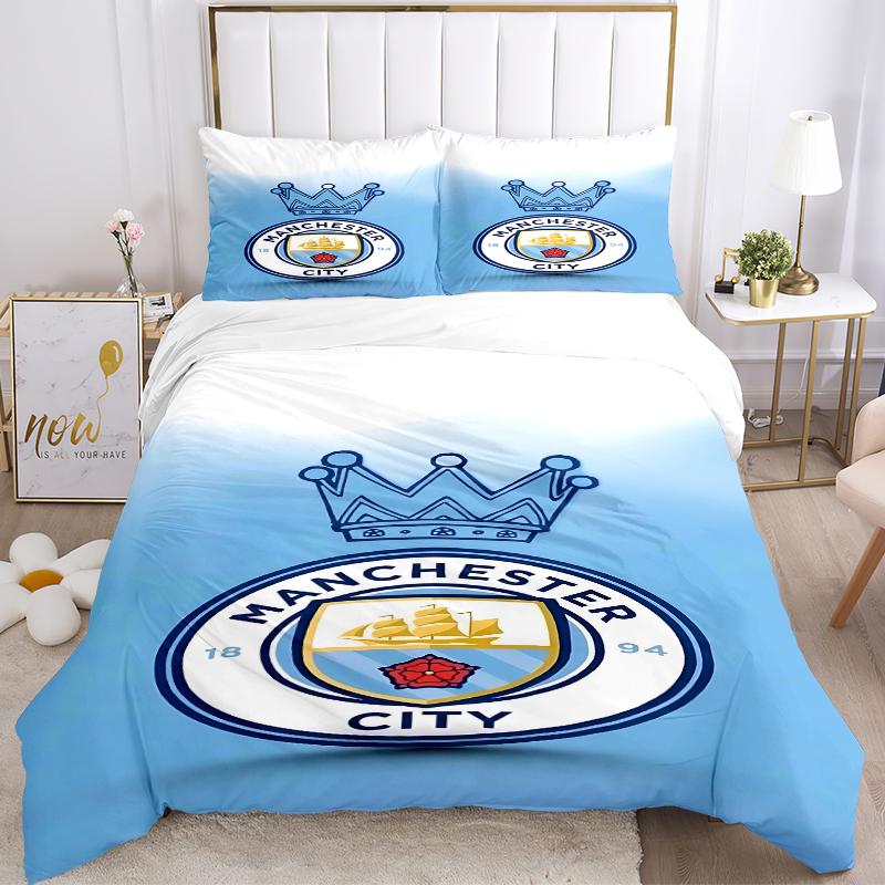 3Pcs Manchester City Crest Bedding Sets For All Sizes New 3D Printed Bed Cover Comforter Duvet Cover Pillowcase Bedroom Decoration