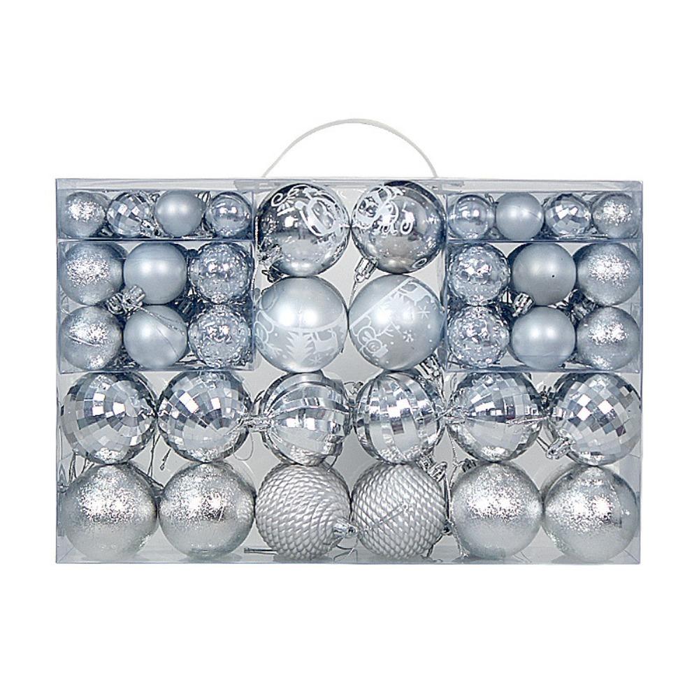 100Pcs Christmas Balls Plastic Ornaments, 3/4/6cm Multi Color Hanging Decor, Waterproof Painted Xmas Tree Decoration Set