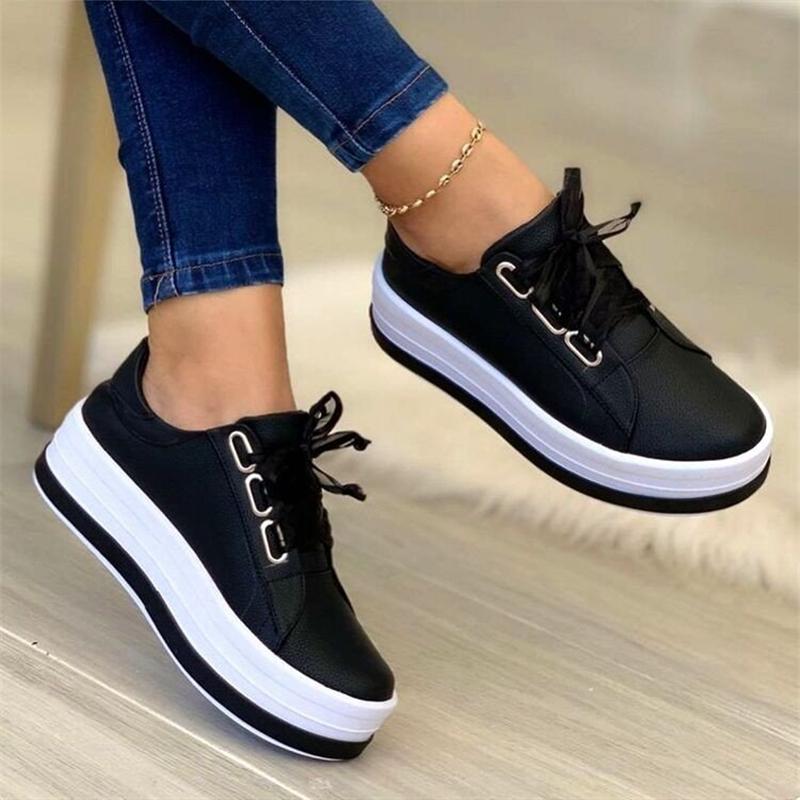 Woman Shoes Casual Sneakers for Women Round Toe Platform Shoes Lace Up Tennis Female Vulcanized Shoes Ladies Loafers