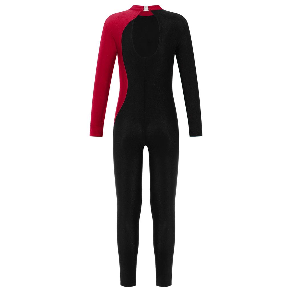 Комбинезон для гимнастики с длинными рукавами и блестящими стразами для фигурного катания для девочек