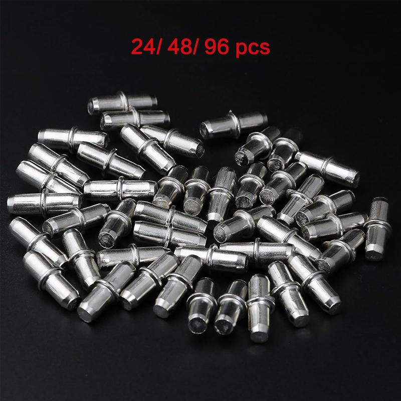 24/ 48/96 pcs 5mm Shelf Support Pegs, Metal Shelf Pegs, Silver Bookshelf Pegs Nickel Plated Shelf Pins Holders