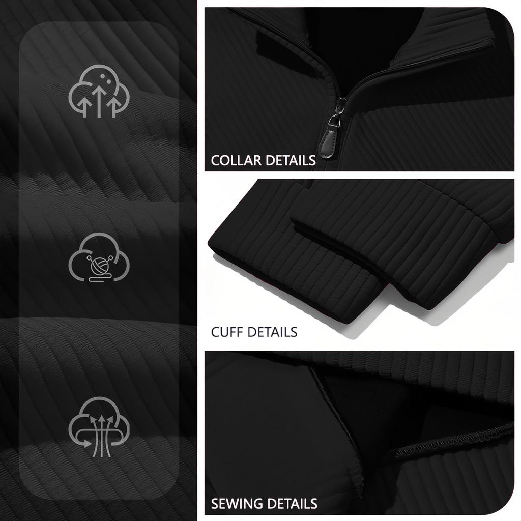 Мужская повседневная свободная однотонная спортивная толстовка с текстурой, на молнии, с длинным рукавом и воротником-стойкой для улицы