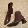 Pointed Toe Women Ankle Boots Sexy High Heels Suede Shoes Winter 2025 Trend Elegant Chunky Office Shoes Fad Pumps Botas Mujer