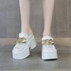 11cm Air Mesh Genuine Leather Platform Wedge Sneakers Women Breathable Casual Hollow Chunky Summer Slippers Slides Shoes