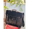 Men's Genuine Goat Leather Vintage Laptop Handmade Messenger Black Bag Satchel