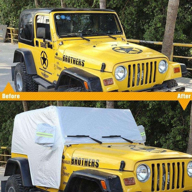Sunshield Cover, For Jeep Wrangler TJ 1997-2006 Snow Rain Cover Weatherproof Car Cover Body Dustproof UV Protector-A87Q