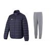 Solid Color Stand Collar Windproof Warm Down Jacket Casual Knitted Sports Pants Casual Sports Suit 23600804-013+23600704-014