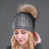 2024 New Winter Beanies Ladies Knitted Wool Warm Hats Fashion Pom Pom Real Raccoon Fur Caps Skullies Hat For Women Print Fur Cap