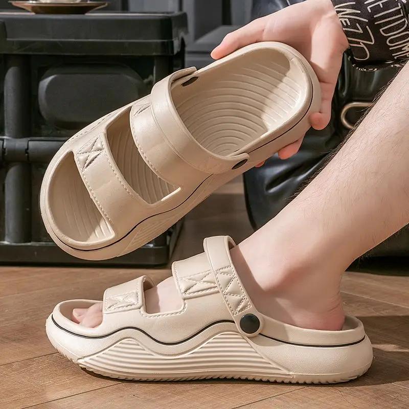 Fashion Drive Slippers for Men Outdoor Beach Flat Pvc Shoes Comfortable Summer Sale 2025 Style Trend Mascullino Clappers Y2k Sandals Man