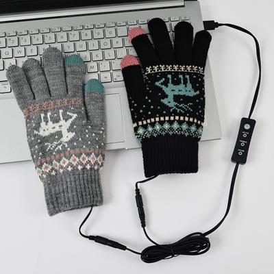 1 пара перчаток с подогревом и зарядкой через USB, регулируемые по сенсорному экрану, 3 уровня нагрева, толстые трикотажные перчатки без пальцев, моющиеся, высокоэластичные, для офисного набора текста и письма