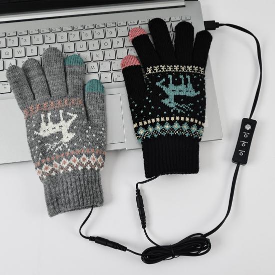 1 пара перчаток с подогревом и зарядкой через USB, сенсорный экран, регулируемый, 3 уровня нагрева, толстые