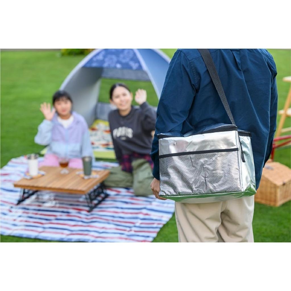 Asahi Koyo Insulated Soft Cooler 22L Holds 6 2L PET Includes Ice Pack Pack of 1 Bag, Aluminum, Bottles, Pocket, Compact, Foldable,