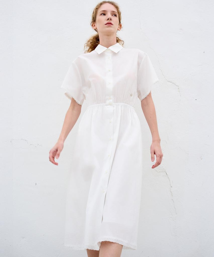 Mite Lace Shirts Dress_White