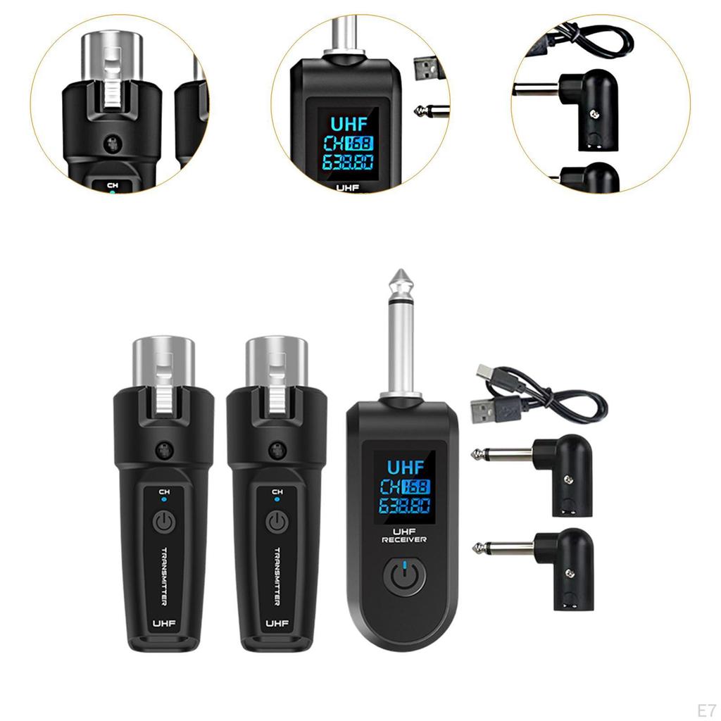 Audio Transmitter Receiver Microphone Wireless System for Guitar Dynamic Mic