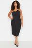 Women's Style Plus Size Black Fitted Asymmetrical Cut Woven Dress