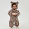 Теплые флисовые комбинезоны с капюшоном для малышей, осенне-зимние, с длинным рукавом, детские ромперы, домашняя одежда, пижамы для новорожденных мальчиков и девочек