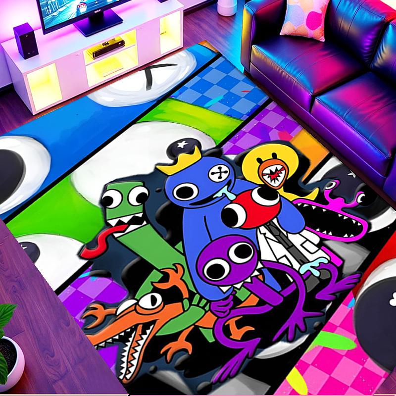 Game Rainbow Friends Print Rug, Washable Floor Carpet, For Entryway Dorm Laundry Room Office Study, Home Decor Birthday Christmas Gift