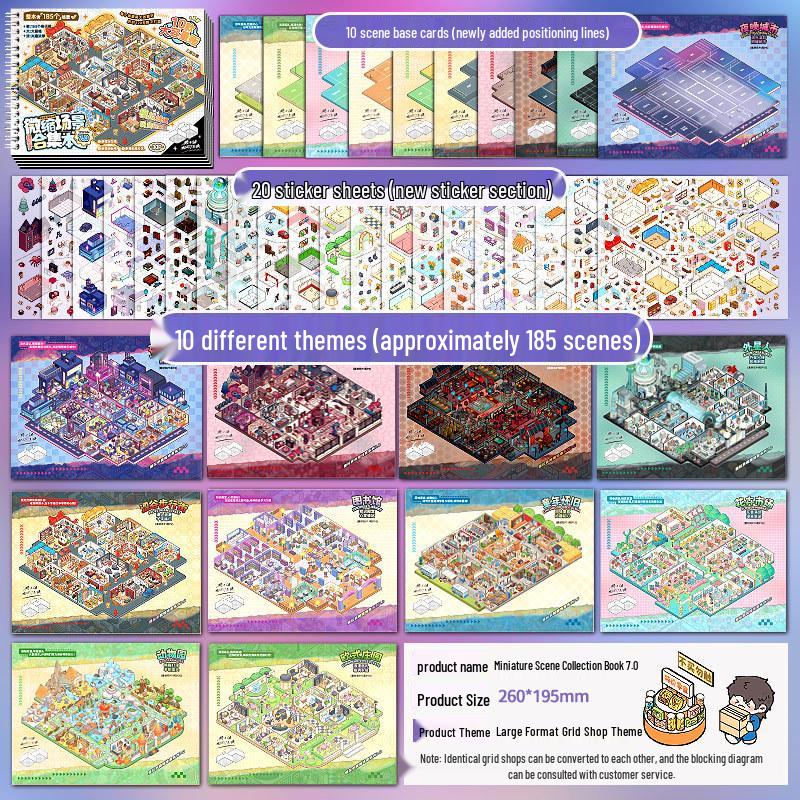 Tirado 3D Stereo DIY Miniature Scene Sticker Book: Student Planner Decoration Material