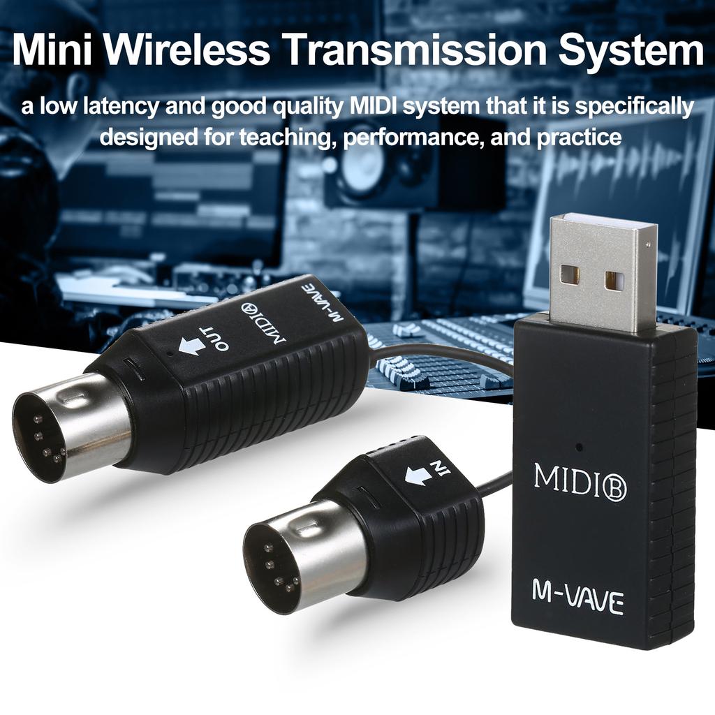 M-VAVE MS1 Мини-система беспроводной передачи данных MIDI-система Беспроводной MIDI-адаптер Plug and Play