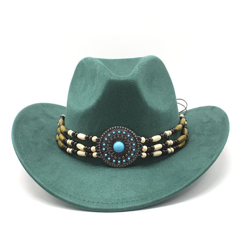 Замшевая ковбойская шляпа для мужчин и женщин, походная шляпа с закрученным краем, этническая шляпа-цилиндр, фетровая шляпа