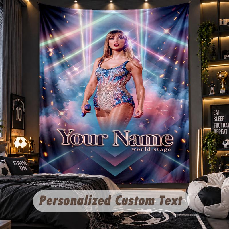 Personalized Wall Tapestry,Taylor Swift Custom Printed Name, Fabric Wall Art For Indoor Room Backdrop