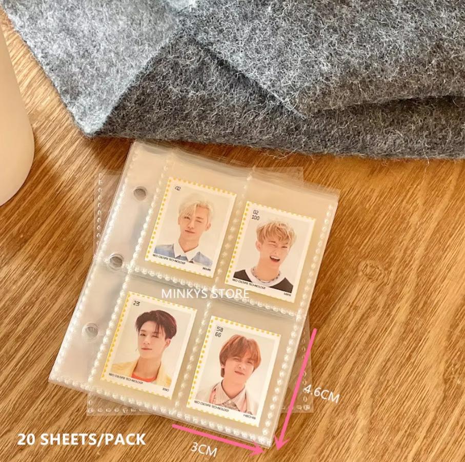 MINKYS Кавайный переплет-альбом для K-pop фотокарточек с узором волны, из ПУ-кожи, на 3 кольца, 3 дюйма, с одним карманом, органайзер для карточек айдолов, книга для хранения