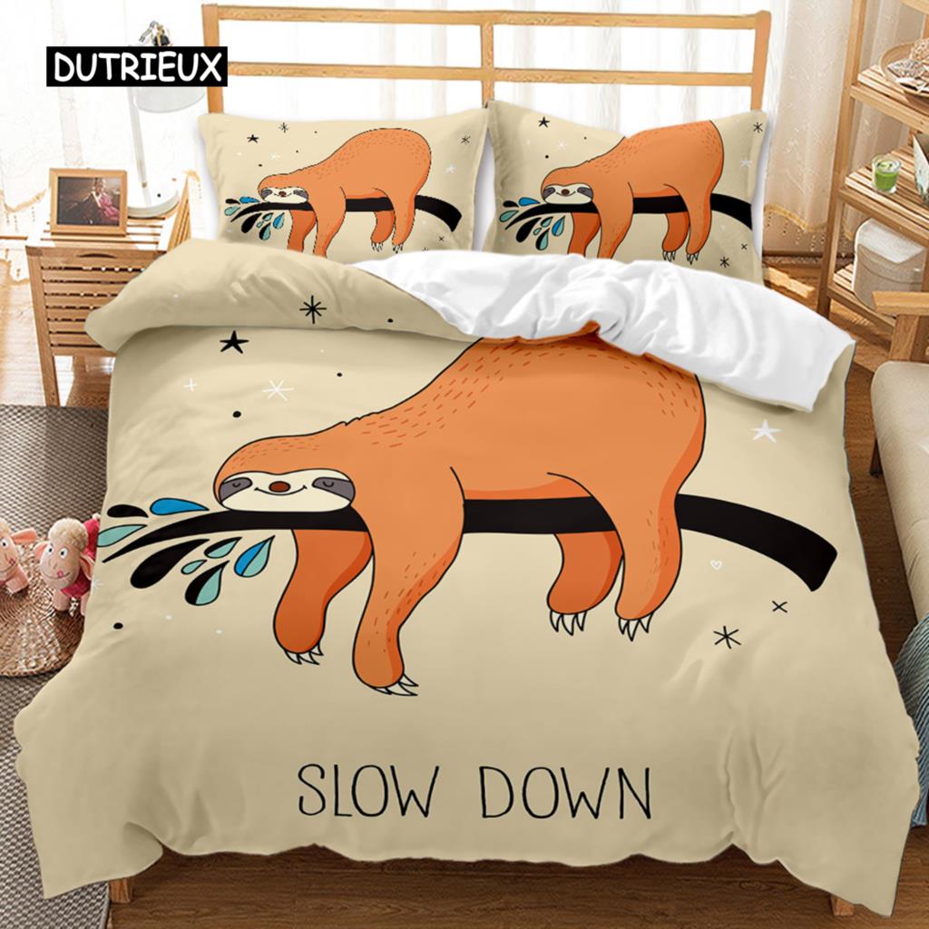 Комплект постельного белья Sloth Cartoon Space Sloth Комплект постельного белья Sloth Animal Одеяло-пододеяльник Double Queen King Size Полиэстеровое одеяло
