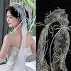 Retro Wedding Veil French Style Embroidered Bride Wedding Headwear Bride Lace Bow Long Headband