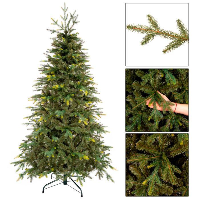 Sapin de Noël artificiel - SPRINGOS - Épicéa naturel 220 cm - Couronne dense - Support métallique - Réutilisable