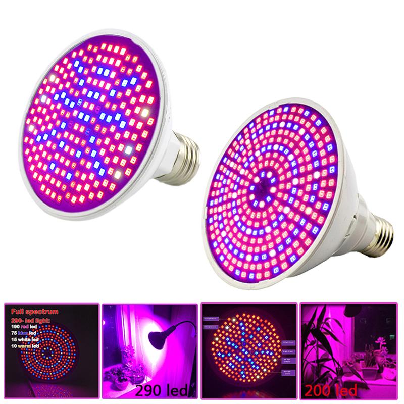 290 Led Plant Grow Light E27 200 LED Growing Lights Bulb Full Spectrum Indoor Flower Lamp for Greenhouse Vegs Hydroponic System
